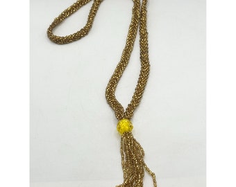 Vintage Gold beaded Tassel Necklace