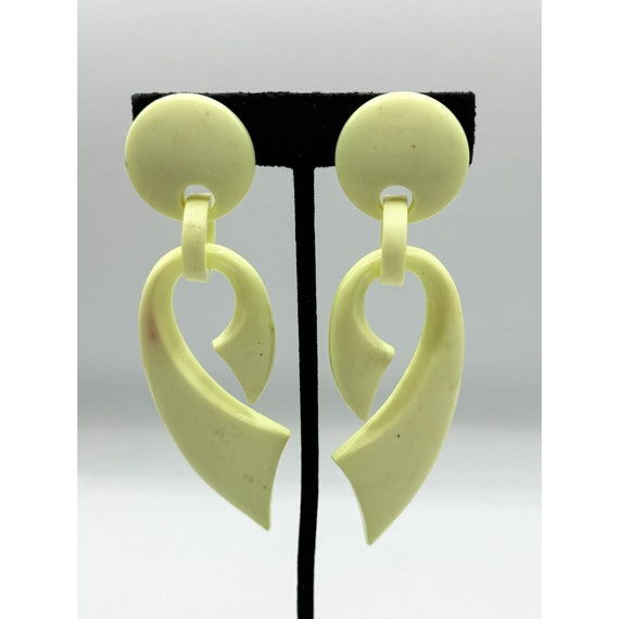 Vintage neon clip on dangle earrings - image 1