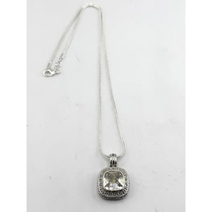 Vintage sterling silver CZ Stone charm necklace