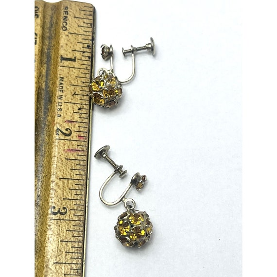Vintage Yellow Rhinestone Drop Earrings - image 4
