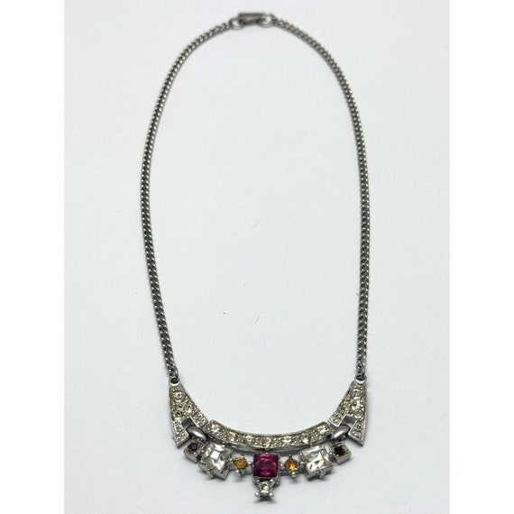 Vintage silver rhinestone collar necklace