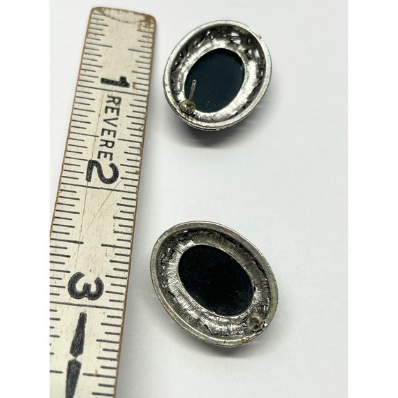 Vintage Black Stone Pierced Earrings - image 4