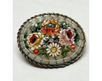 Broche vintage micro mosaico floral