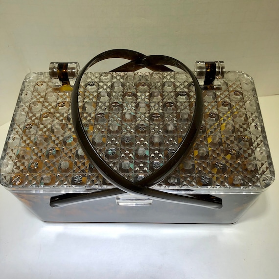 Vintage Lucite top handle purse bag - image 5