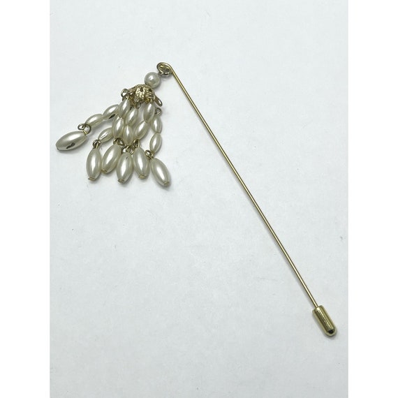 Vintage Pearl Tassel Hat Stick Pin - image 3