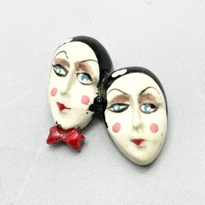 Vintage Art Deco Lady Faces Silhouette Profile Brooch Pin