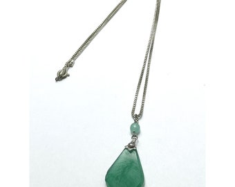 Vintage Green Glass Pendant Necklace