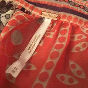 Pomarańczowa bluzka w kwiaty w paski z guzikami Free People zdjęcie 2