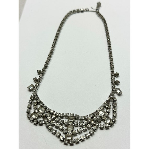 Vintage glass rhinestone bib collar necklace - image 2