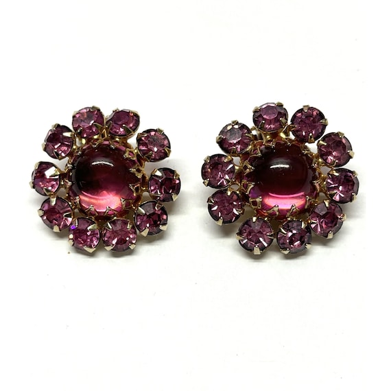 Vintage Warner Pink Glass Flower Earrings - image 1