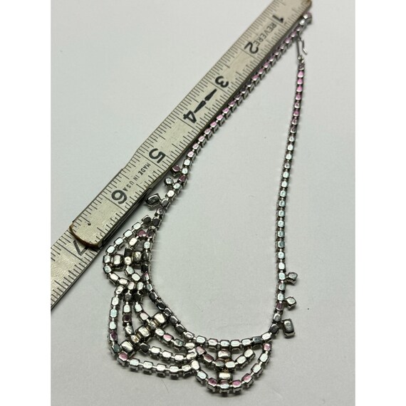 Vintage glass rhinestone bib collar necklace - image 6