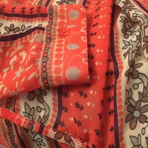 Pomarańczowa bluzka w kwiaty w paski z guzikami Free People zdjęcie 5