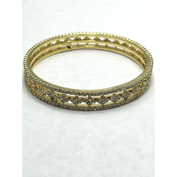 Vintage Gold Rhinestone Bangle Bracelet - image 1