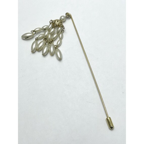 Vintage Pearl Tassel Hat Stick Pin - image 2