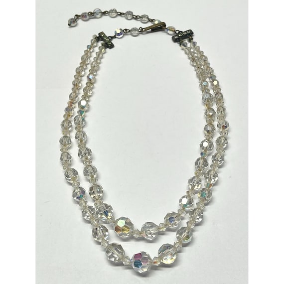 Vintage crystal double stand necklace - image 1