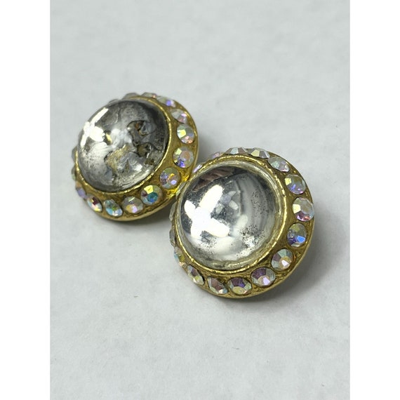 Vintage Glass Orb Rhinestone Earrings - image 2