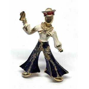 Vintage enamel sailor navy man brooch pin