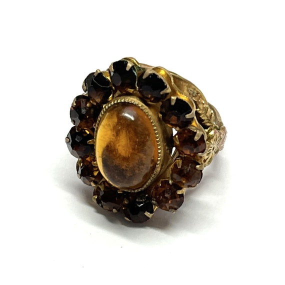 Antique Estate Glass Flower Ring - image 3