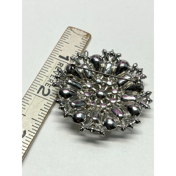 Vintage rhinestone flower brooch pin - image 4