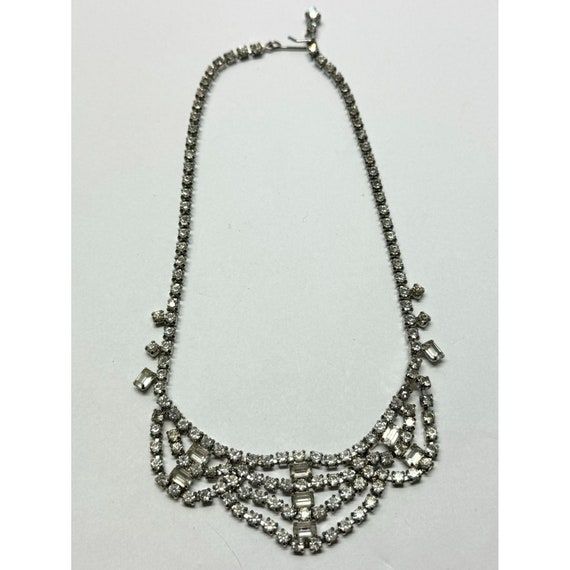 Vintage glass rhinestone bib collar necklace - image 4