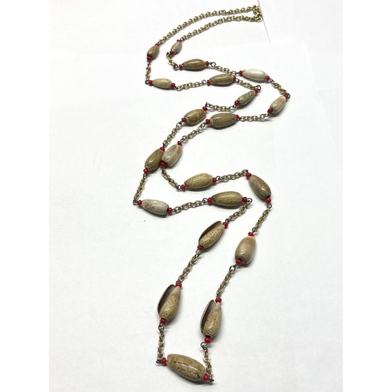Vintage sea shell beaded necklace - image 1