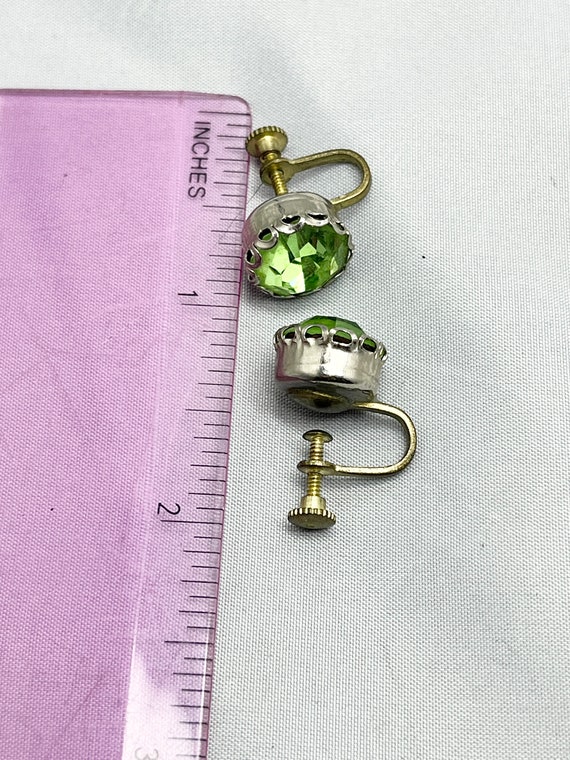 Vintage Green Rhinestone Stud Earrings - image 5