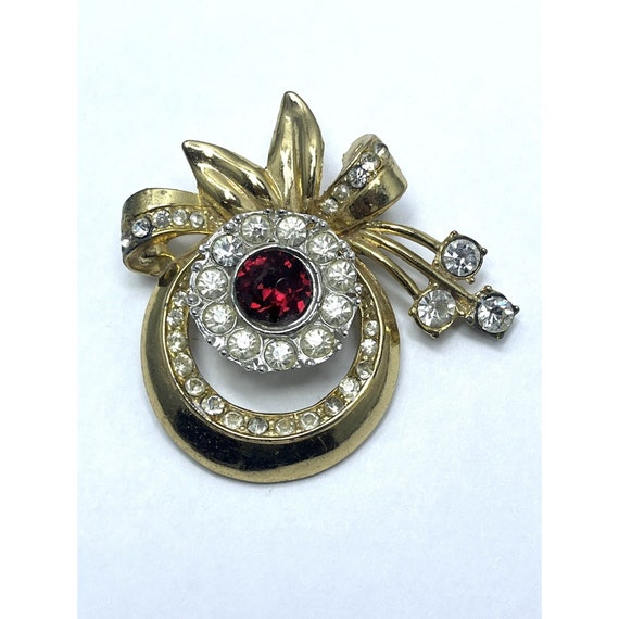 Vintage Coro Rhinestone Pin Brooch - image 3