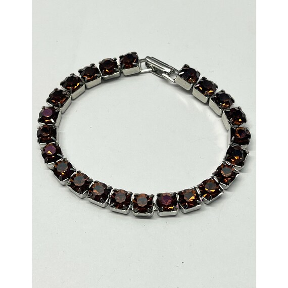 Vintage brown glass rhinestone bracelet - image 2