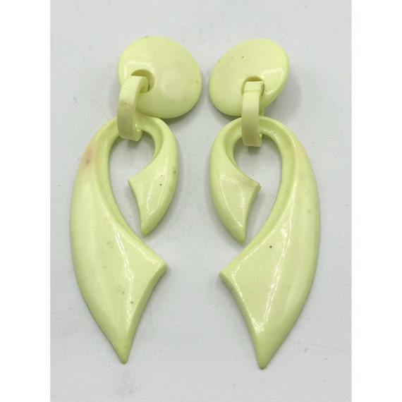 Vintage neon clip on dangle earrings - image 3