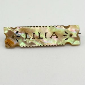 Vintage estate mother abalone shell of pearl Lilia pin