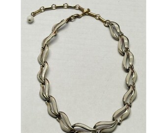 Vintage wit geëmailleerde metalen ketting