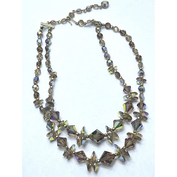 Vintage Faceted Crystal Glass Beaded Necklace - image 4