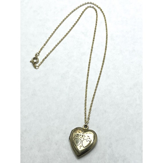 Vintage Gold Filled Heart Locket Necklace - image 2