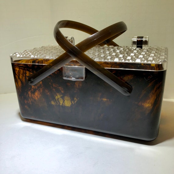 Vintage Lucite top handle purse bag - image 2