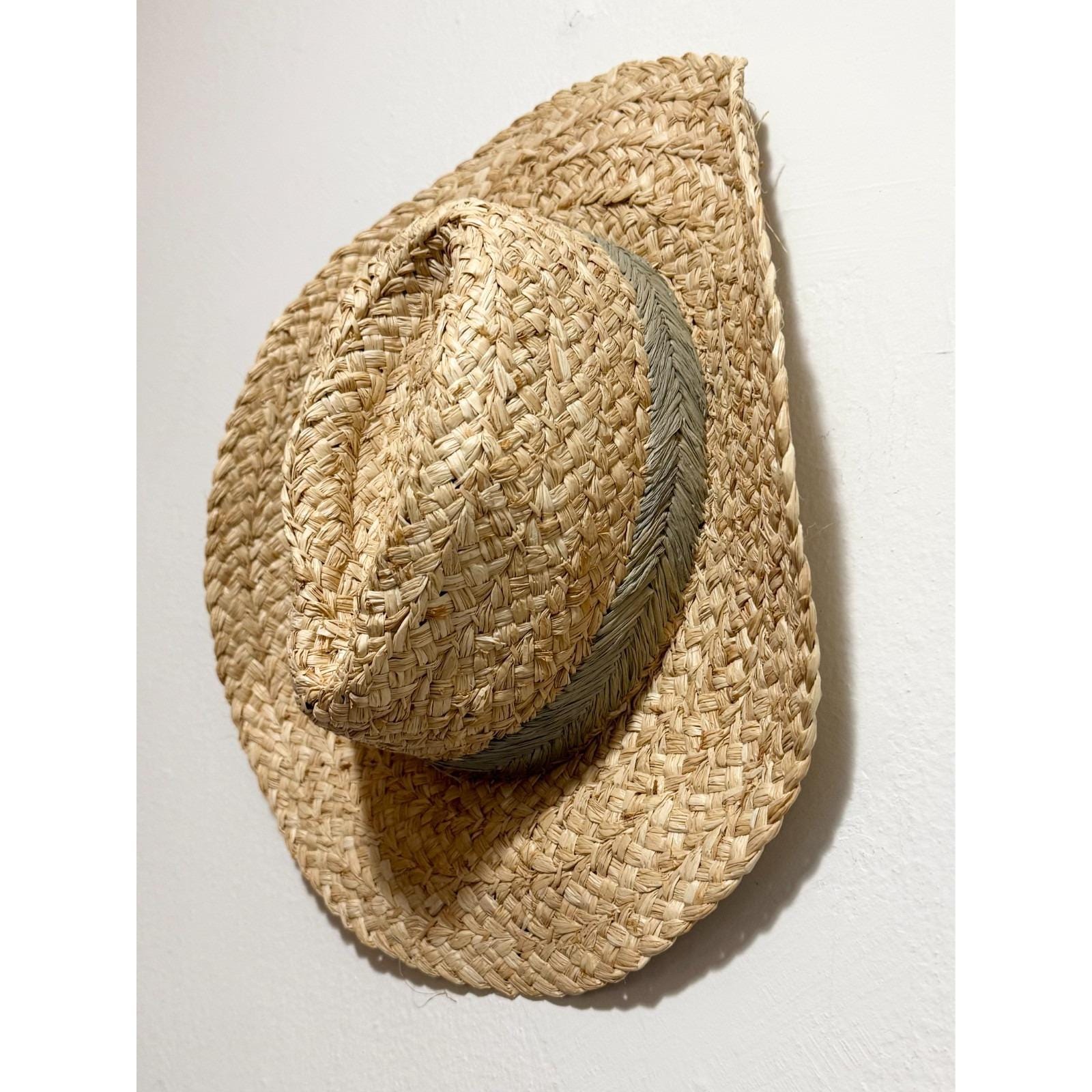 Vineyard Vines Martha’s Vineyard Straw Visor With Raffia NEW Vineyard Vines Banana Leaf Bow Sun Hat Hibiscus Green  main image 3