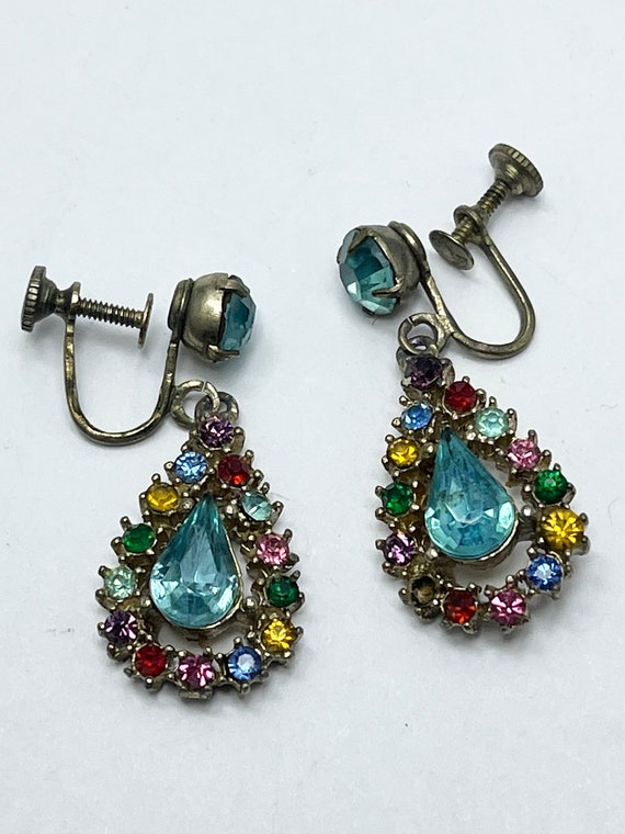 Vintage Rhinestone Drop Earrings - image 1