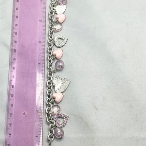 vintage Pink Strass Heart Charm Bracelet image 5