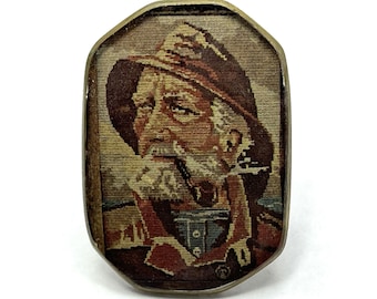 Vintage Sailor Man Brooch Tapestry Pin