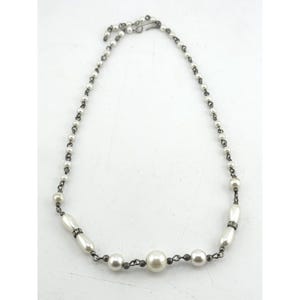 Vintage faux pearl rhinestone collar necklace