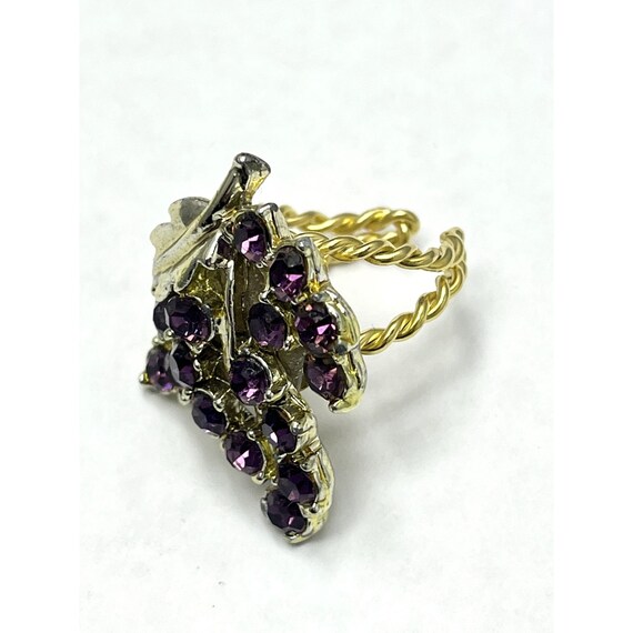 Vintage Purple Rhinestone Grape Ring - image 4