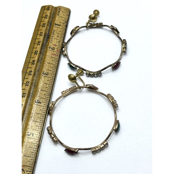 Vintage Rhinestone Hoop Earrings - image 5