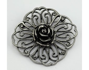 Vintage silver flower brooch pin