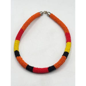 Vintage African Bead Beaded Choker Collar Necklace