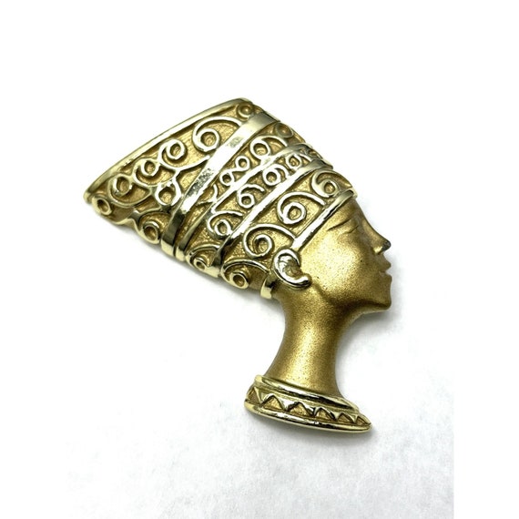 Vintage Pharaoh Head Brooch Pin - image 1
