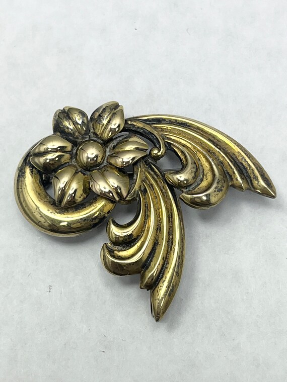 Vintage Symmetalic Sterling 14k Flower Brooch Pin