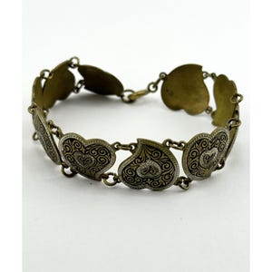 Vintage Spain Damascene Heart Bracelet