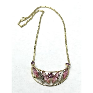 Collana di strass di vetro rosa vintage