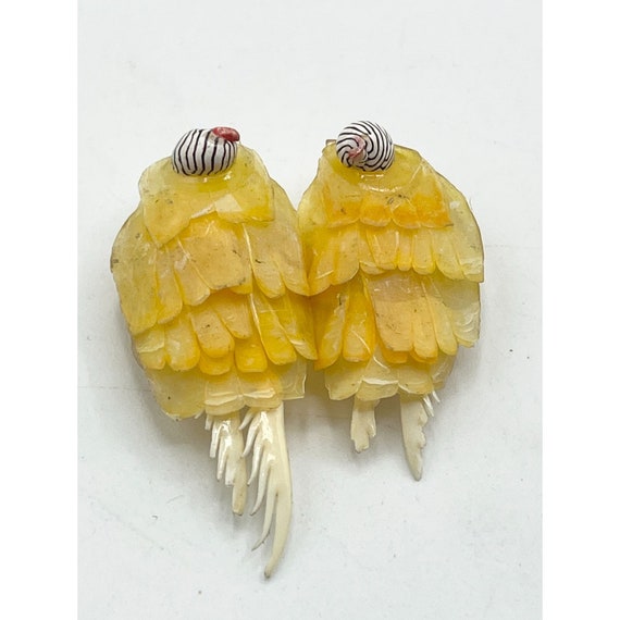 Vintage Sea Shell Love Birds Brooch Pin - image 4