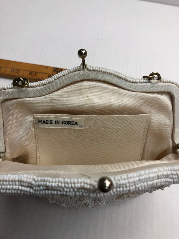 Buy the Vintage White Beaded Evening Purse Made in Korea