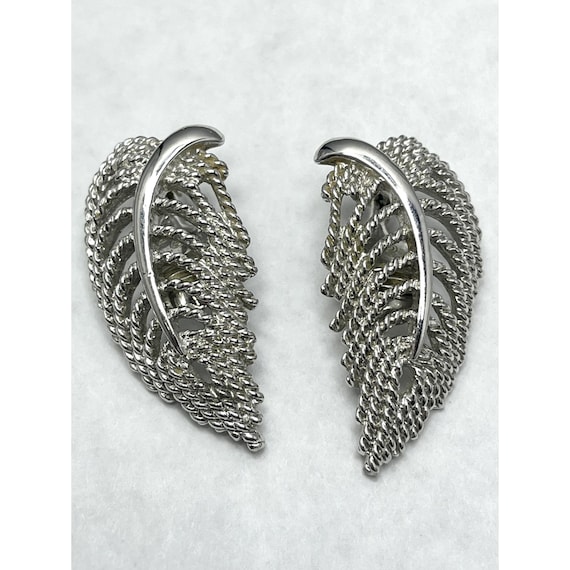 Vintage Monet Silver Leaf Earrings